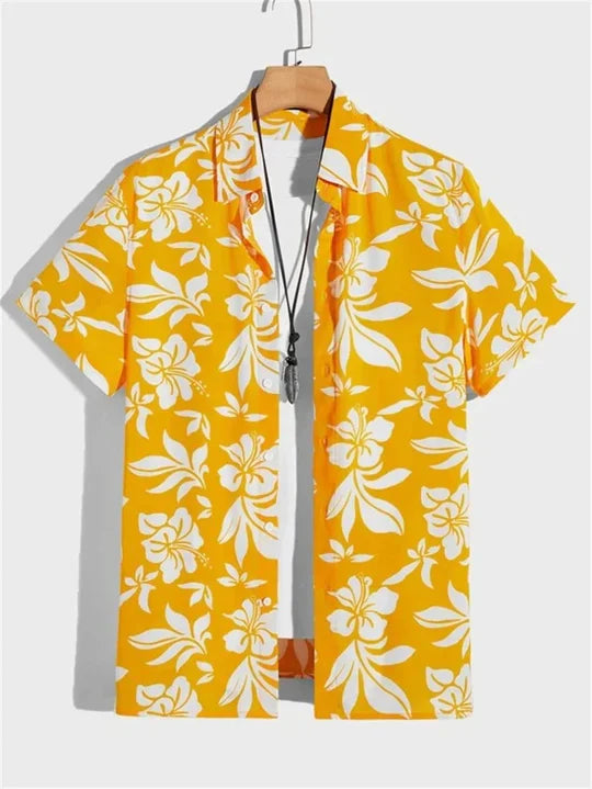 Chemise hawaïenne à imprimé floral 3D