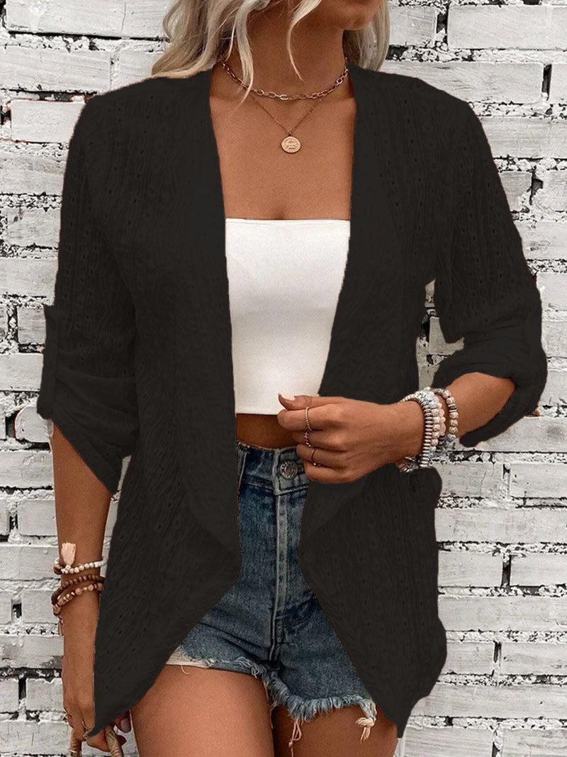 Cardigan coupe décontractée en tricot crocheté pour femme