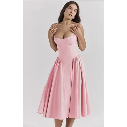 Robe Corset Élégante Midi pour Femme