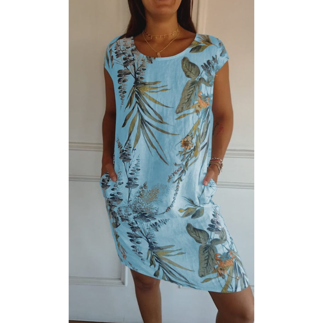 Robe Confortable à Coupe Droite et Encolure Ronde