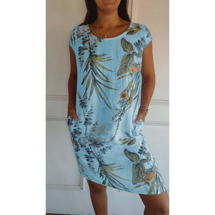 Robe Confortable à Coupe Droite et Encolure Ronde
