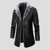 Manteau en cuir doublé en peau lainée pour homme