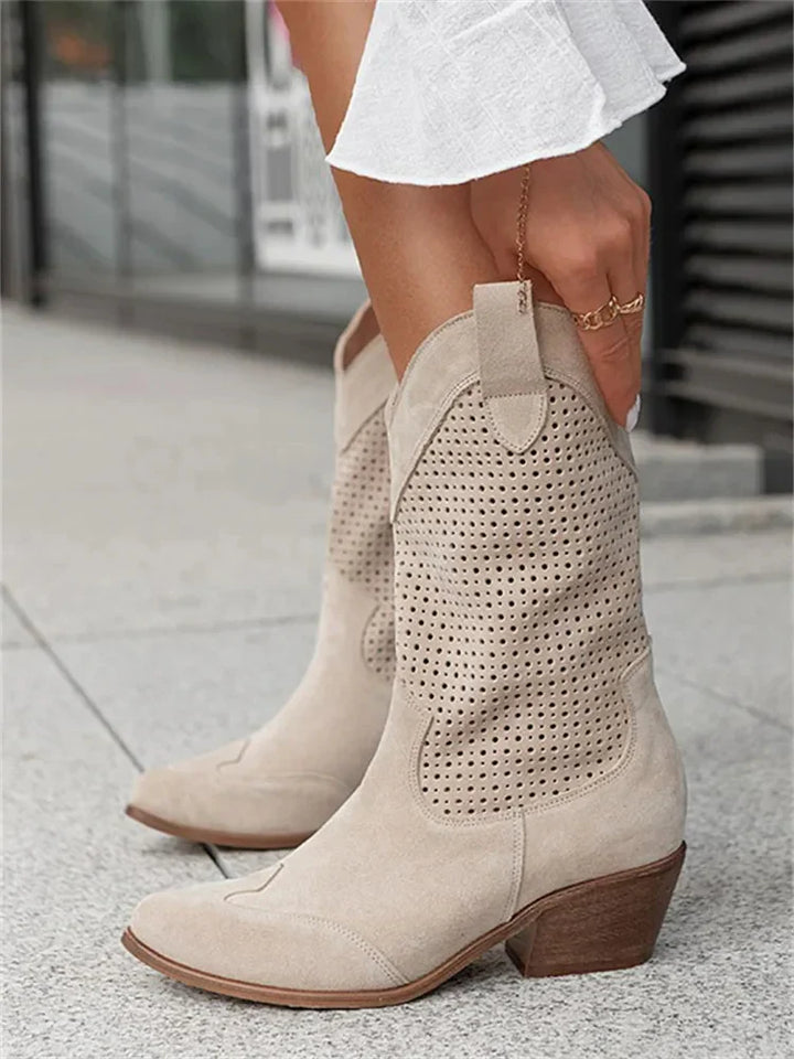 Bottes de cowboy western à talon bas et tige mi-mollet