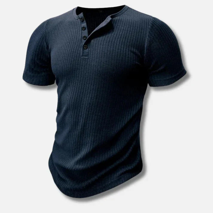 T-shirt slim fit pour homme avec fermeture à boutons