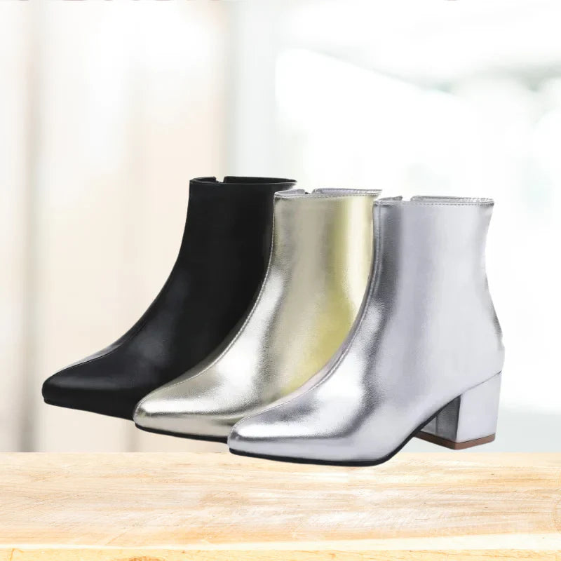 Bottines argentées élégantes pour femmes