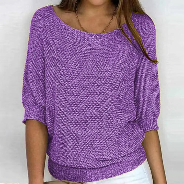 Noami – Pull tricoté chaud à manches papillon et col rond