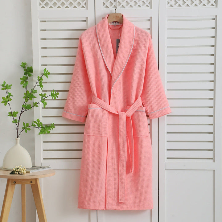 Peignoir kimono léger 100 % coton gaufré