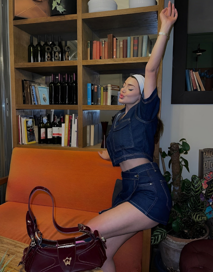 Ensemble deux pièces en jean avec haut et jupe