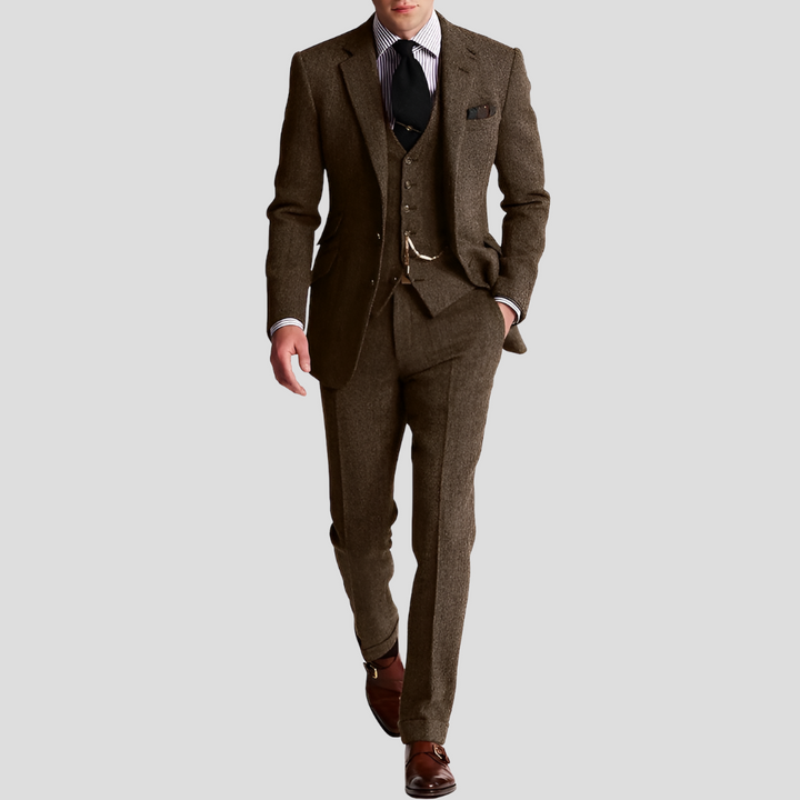 Costume 3 pièces pour homme, smoking classique et élégant en tweed