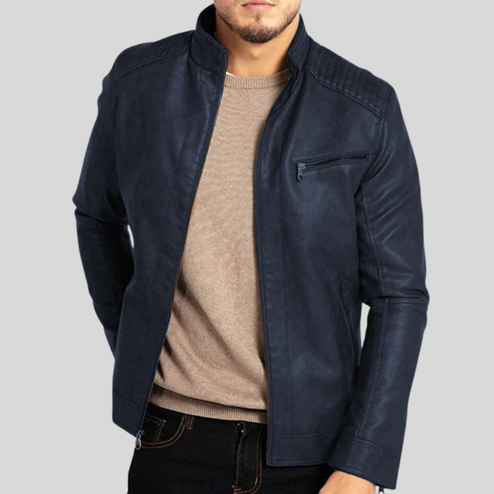 Veste en cuir coupe-vent pour homme
