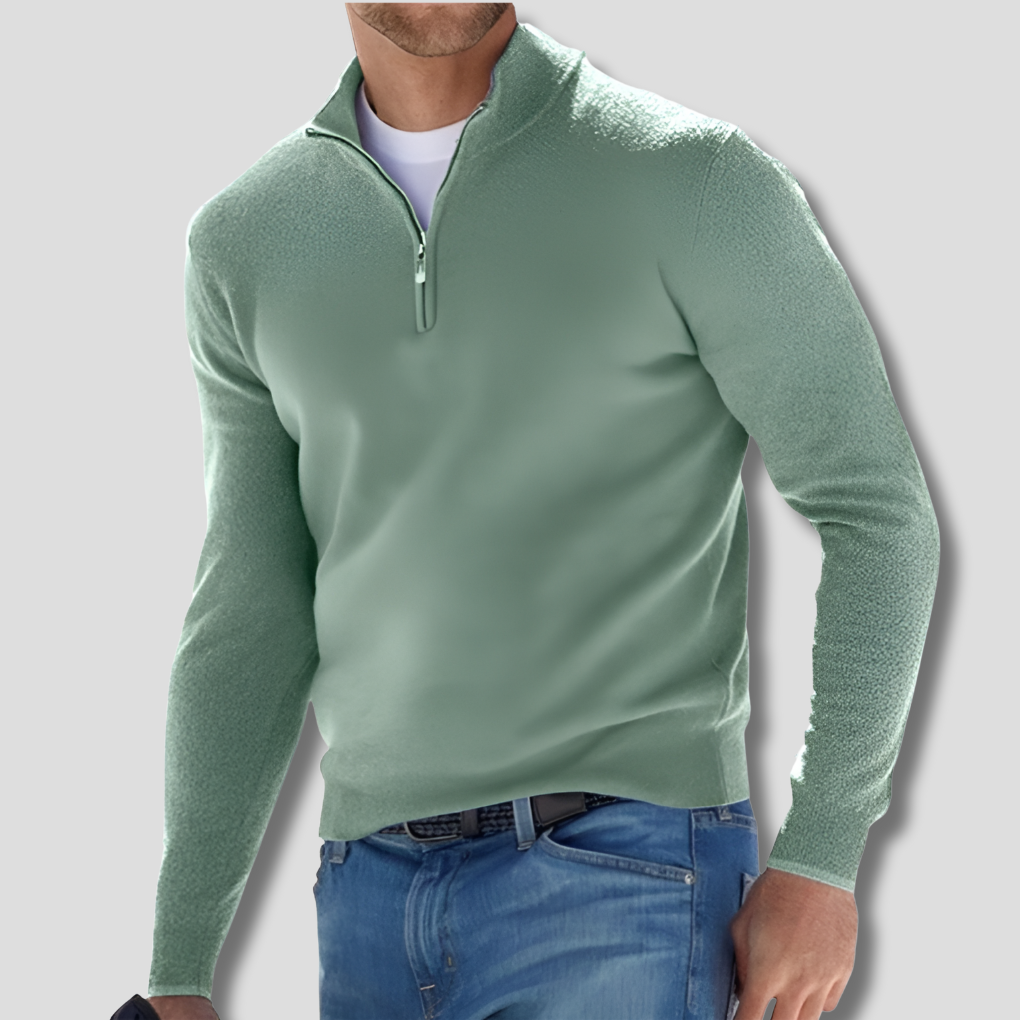 Pull en tricot de coton pour homme avec col zippé