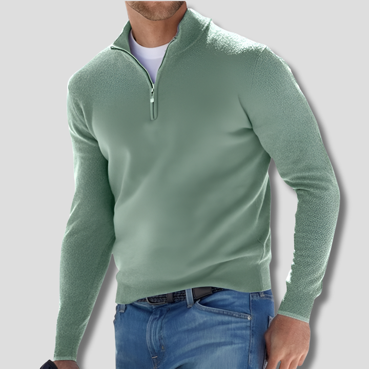 Pull en tricot de coton pour homme avec col zippé