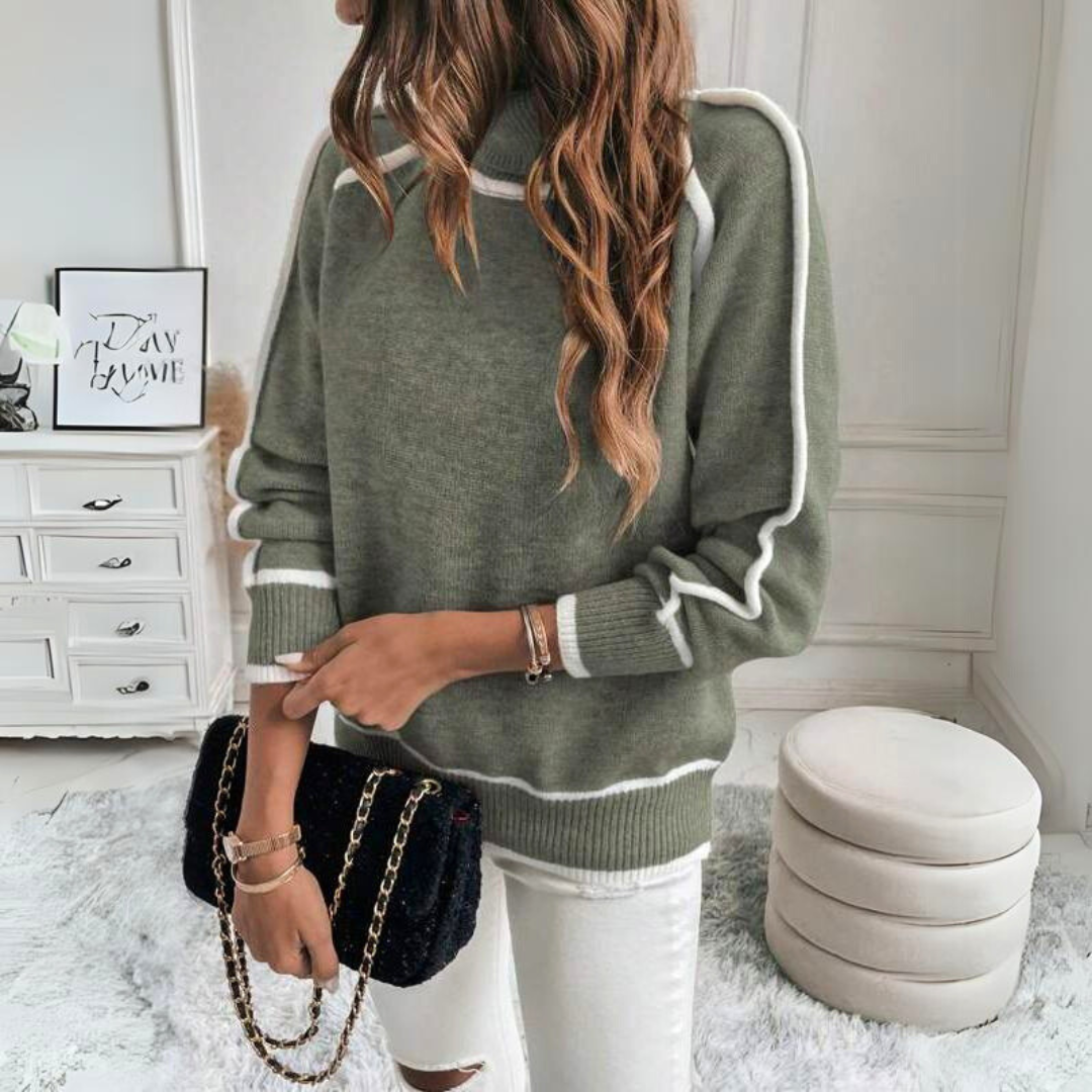 Cera - Pull tricoté en luxe vert olive