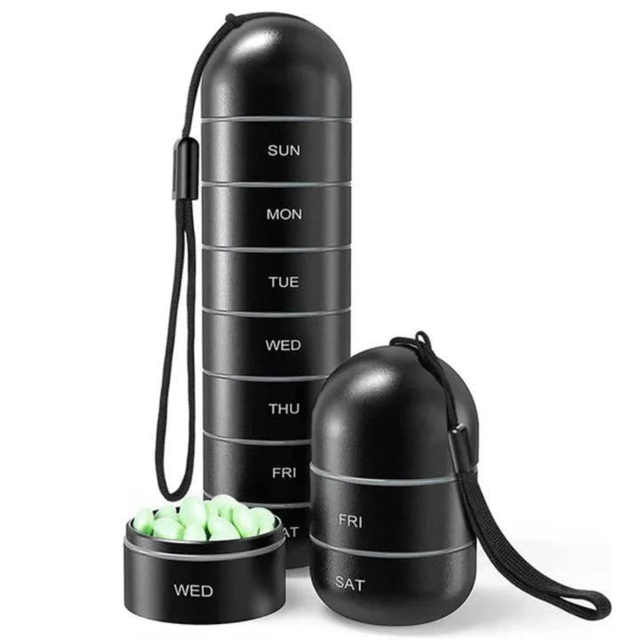 Pilulier portable en aluminium pour 7 jours