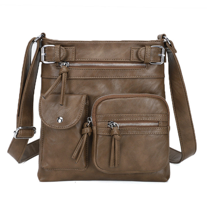 Sac à bandoulière en cuir multi-poches pour femme