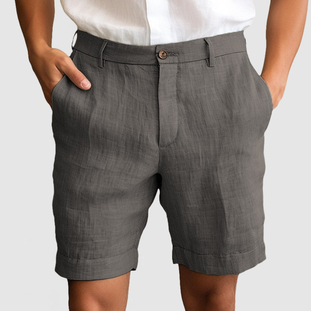 Short décontracté en coton et lin pour homme