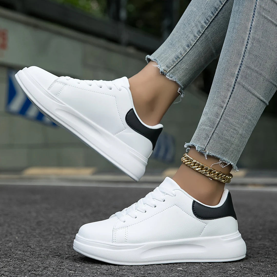 Angie - Baskets femme en cuir blanc