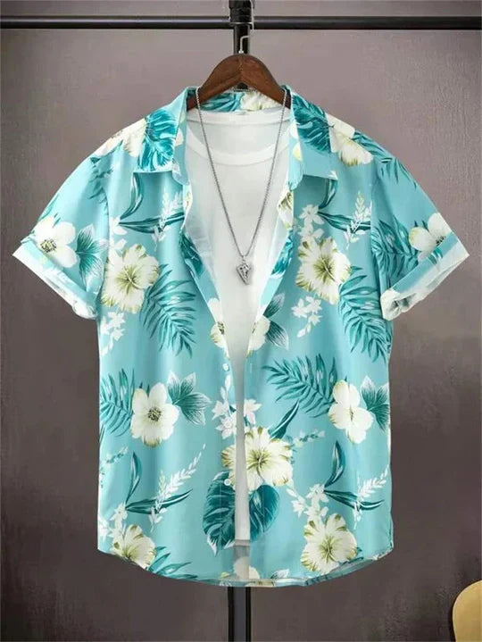Chemise hawaïenne à imprimé floral 3D