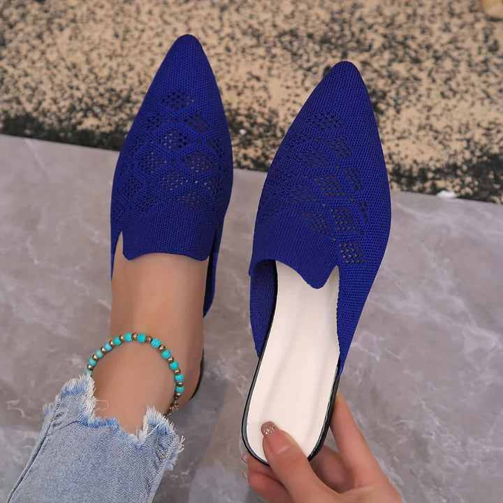 Mules plates tricotées pour femmes