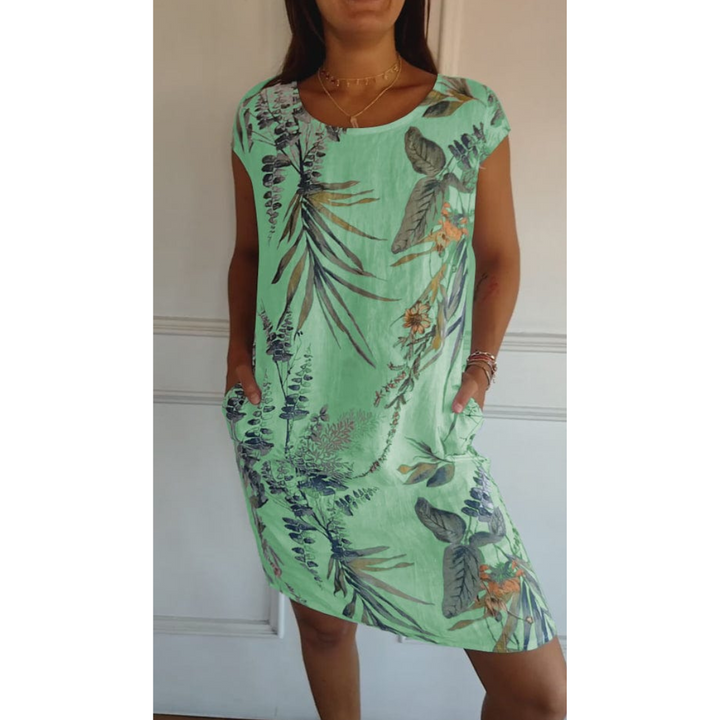 Robe Confortable à Coupe Droite et Encolure Ronde
