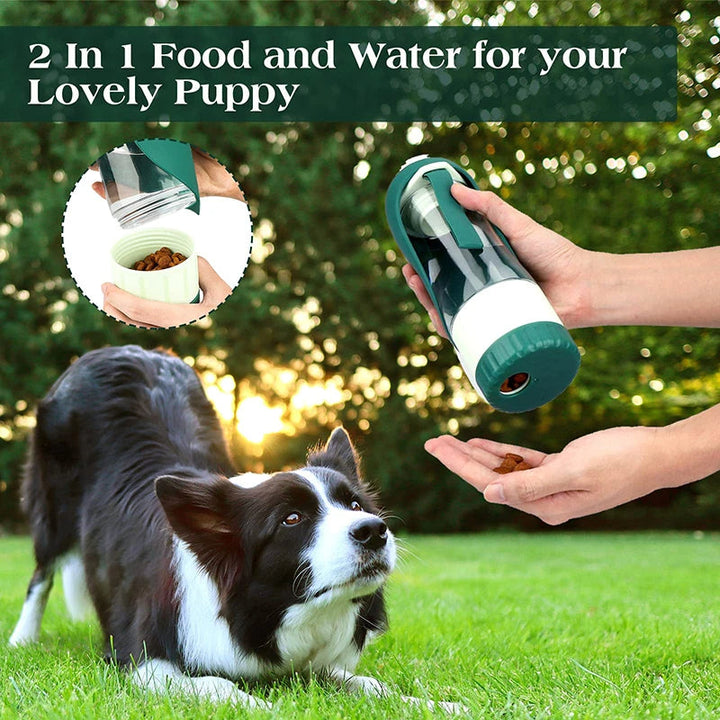 Bouteille d'eau et de nourriture portable pour chiens avec design 2 en 1