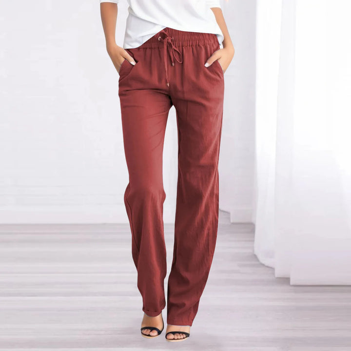 Pantalon aéré en coton et lin pour femme
