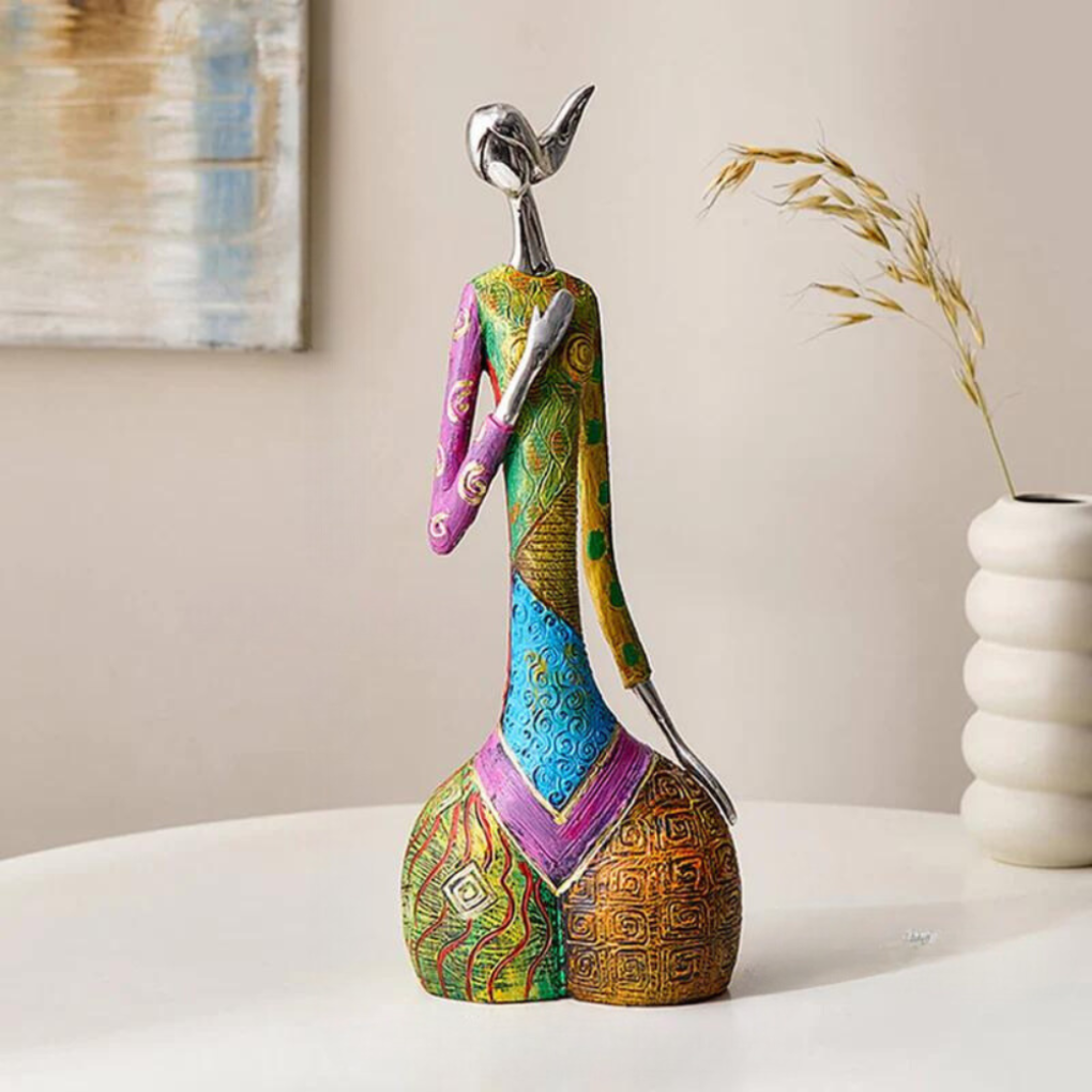 Sculpture féminine abstraite artistique moderne en résine