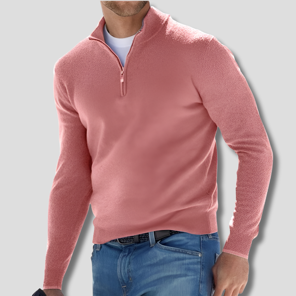 Pull en tricot de coton pour homme avec col zippé
