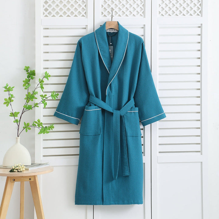 Peignoir kimono léger 100 % coton gaufré