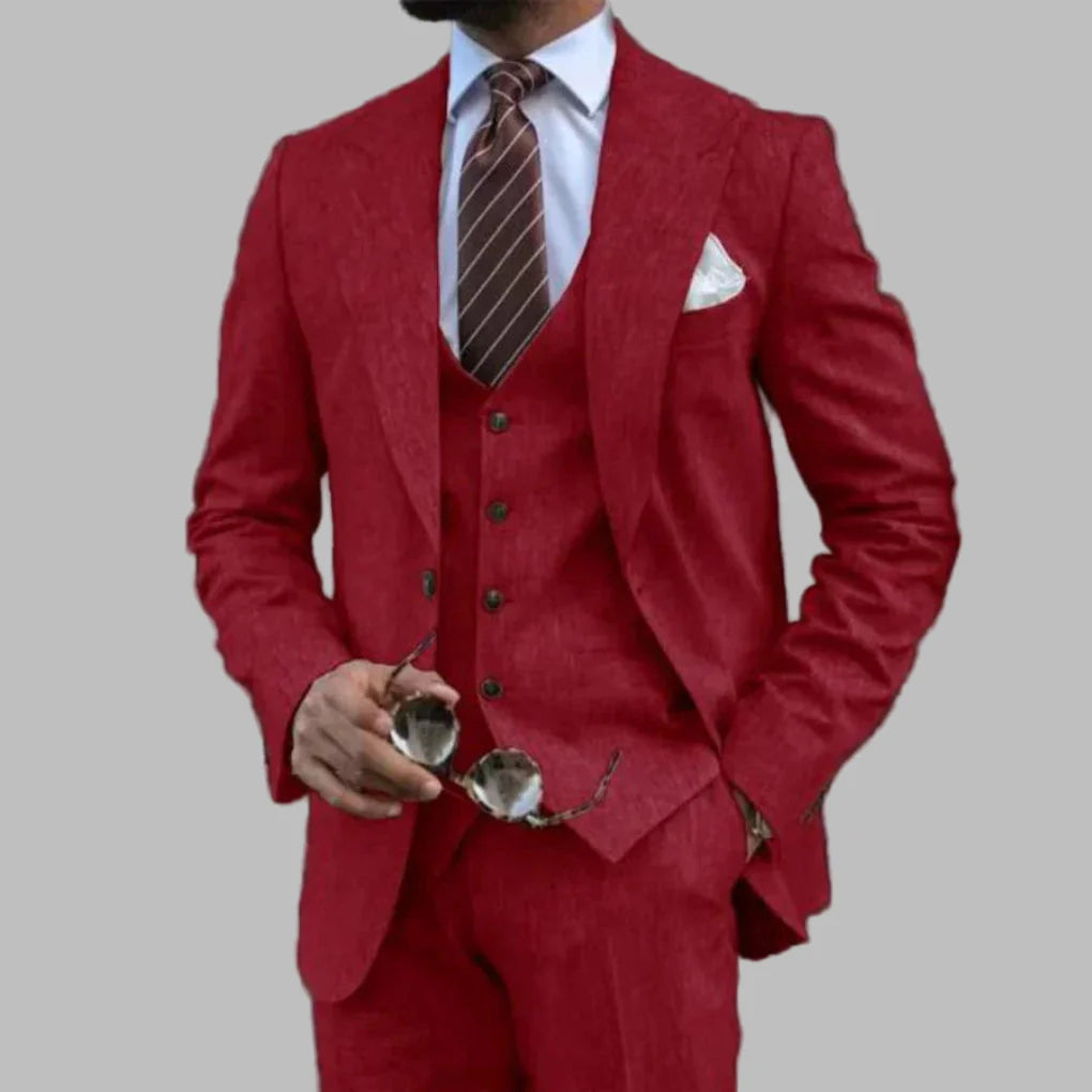 Costume trois pièces léger pour homme avec col rabattu