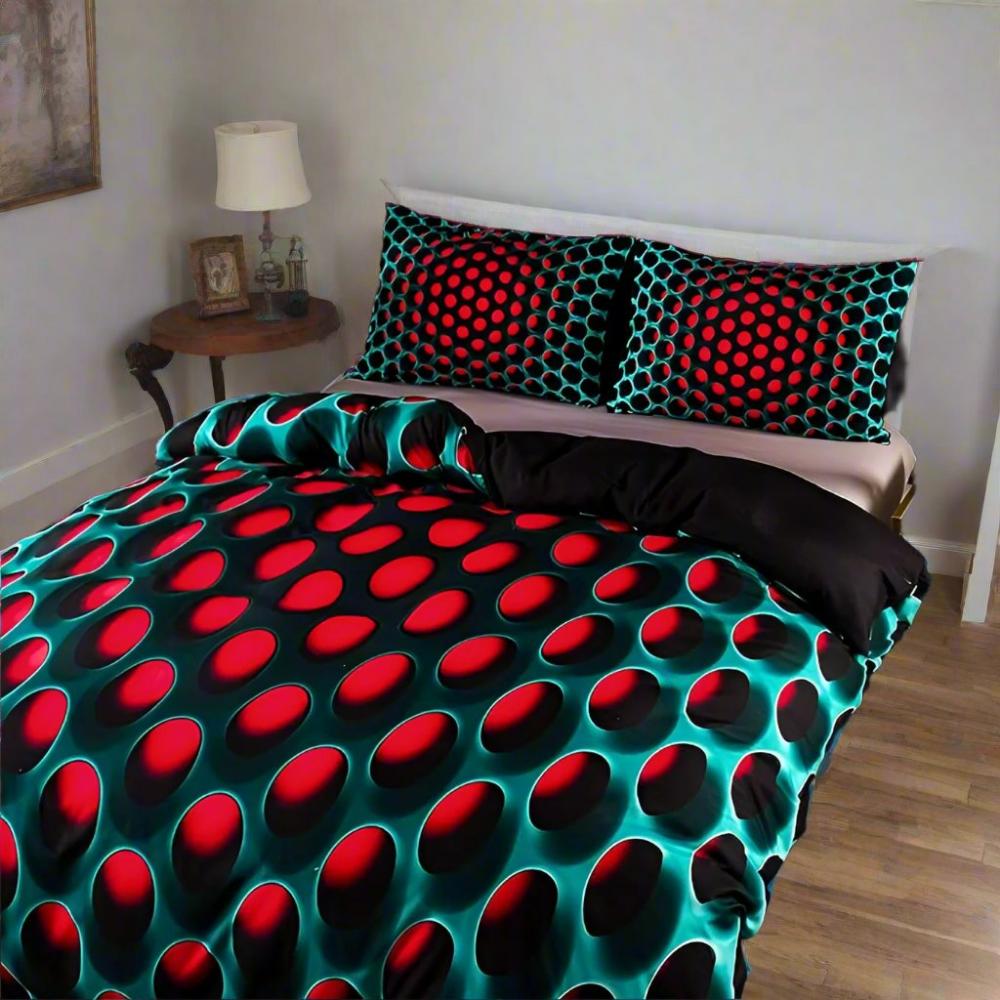 Parure de Lit 3 Pièces avec Motif Galactique en 3D
