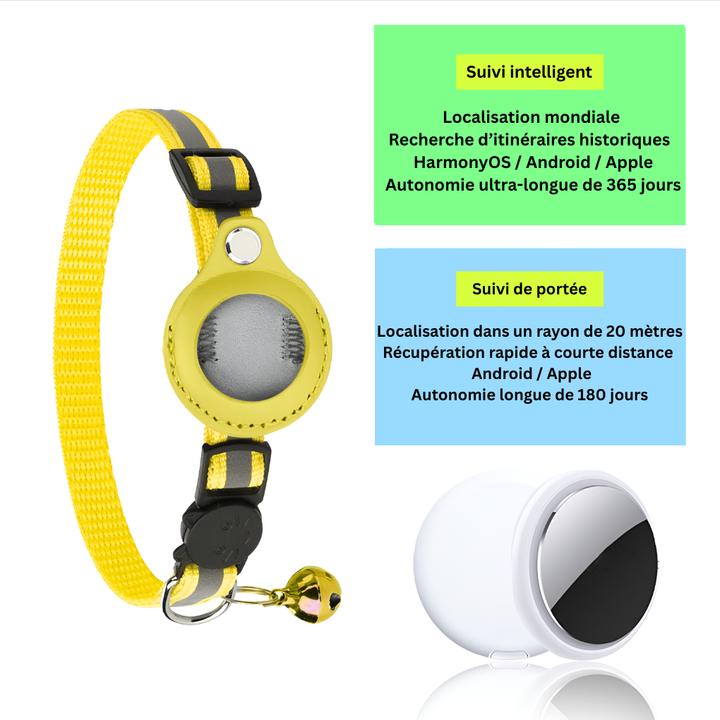 Collier GPS pour chat avec design réfléchissant