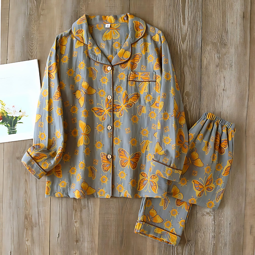 Pyjama 2 pièces en coton avec imprimé papillon