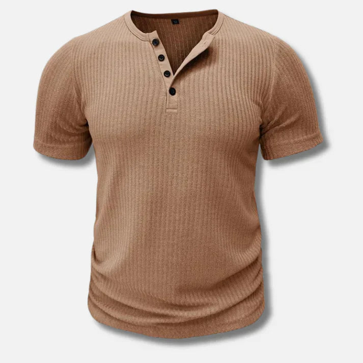T-shirt slim fit pour homme avec fermeture à boutons