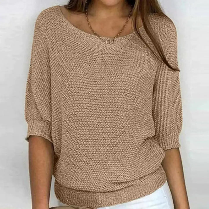 Noami – Pull tricoté chaud à manches papillon et col rond