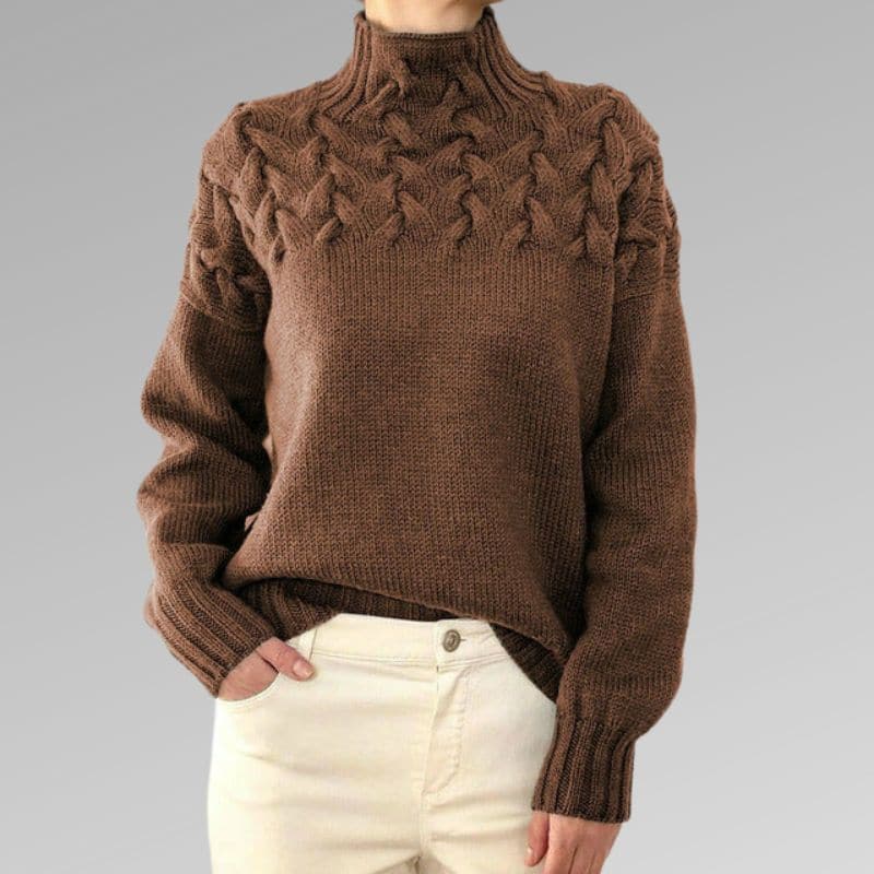 Nala - Pull en maille avec col haut tressé