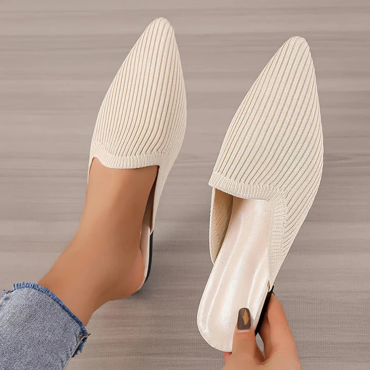 Mules plates tricotées pour femmes