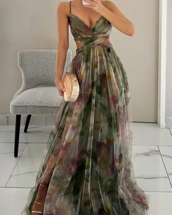Robe longue sexy ajourée pour femme