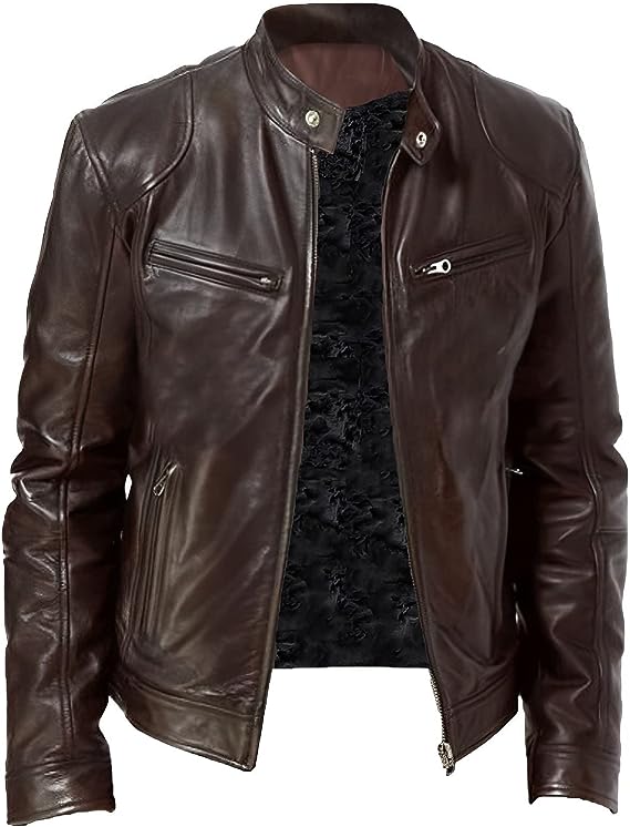 Veste en cuir classique pour homme