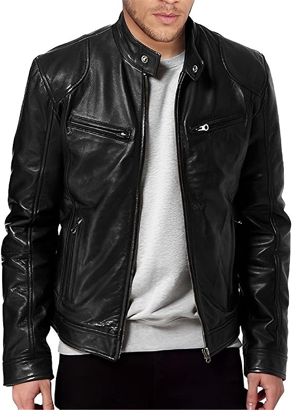 Veste en cuir classique pour homme
