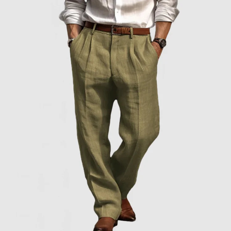 Pantalon Droit en Coton et Lin pour Homme : Élégance Décontractée et Confort Naturel