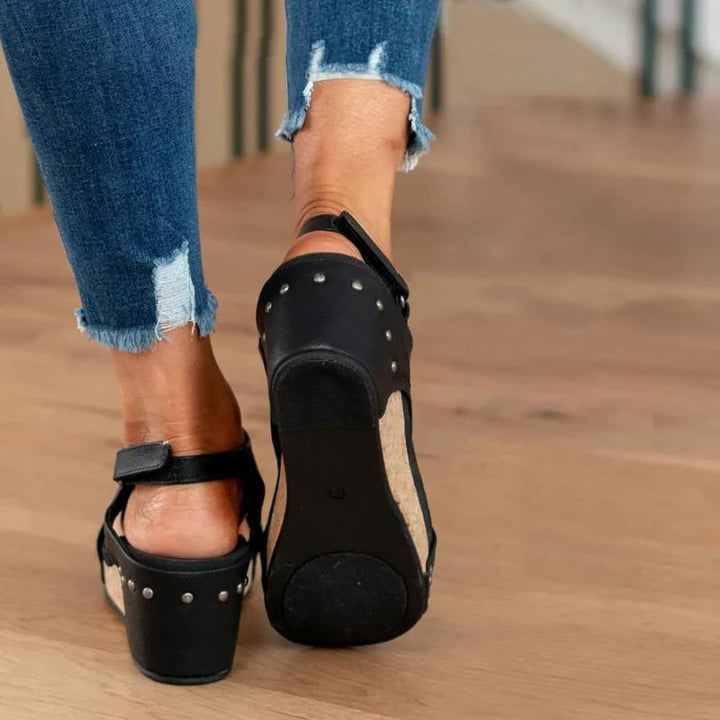 Valery - Sandales orthopédiques en cuir pour femmes avec soutien supplémentaire