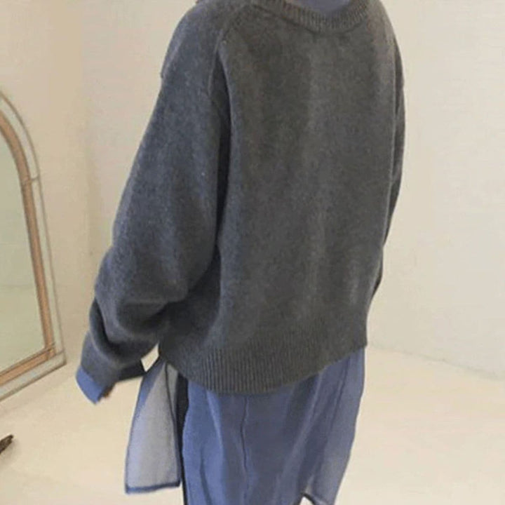 Louve - Cardigan doux pour femme avec bouton diagonal