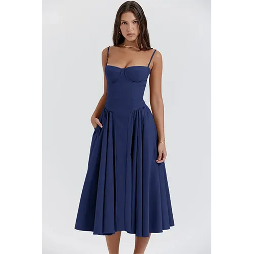 Robe Corset Élégante Midi pour Femme