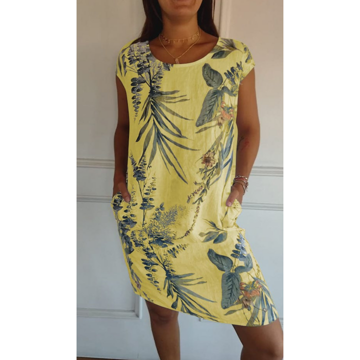 Robe Confortable à Coupe Droite et Encolure Ronde