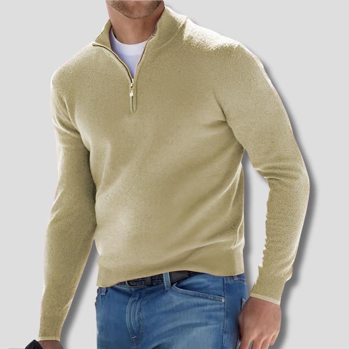Pull en tricot de coton pour homme avec col zippé