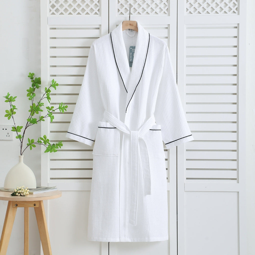 Peignoir kimono léger 100 % coton gaufré