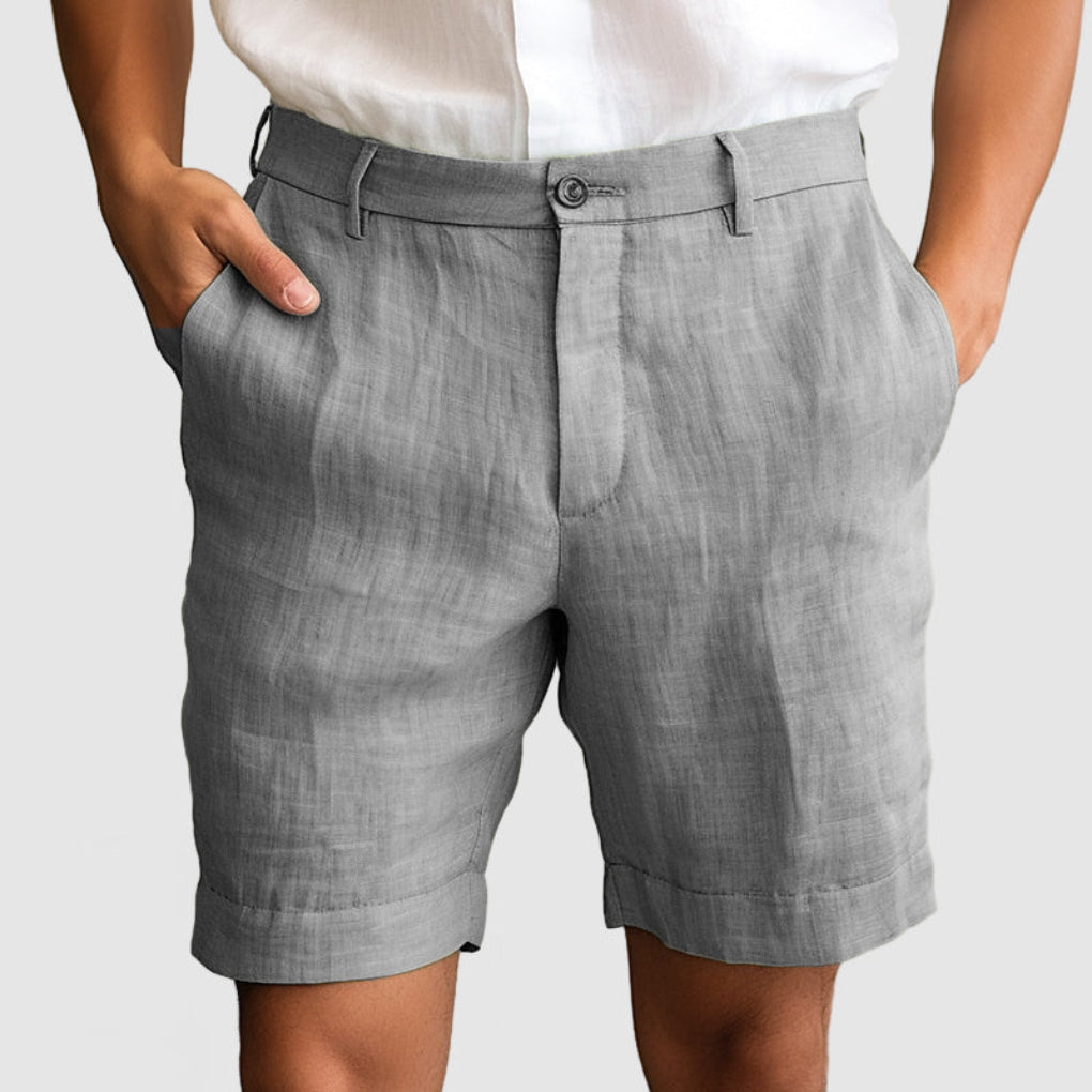 Short décontracté en coton et lin pour homme