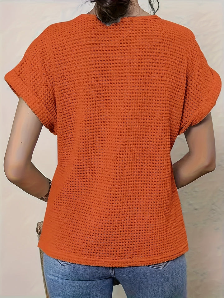 Inidana – T-shirt élégant en dentelle à manches courtes et col rond