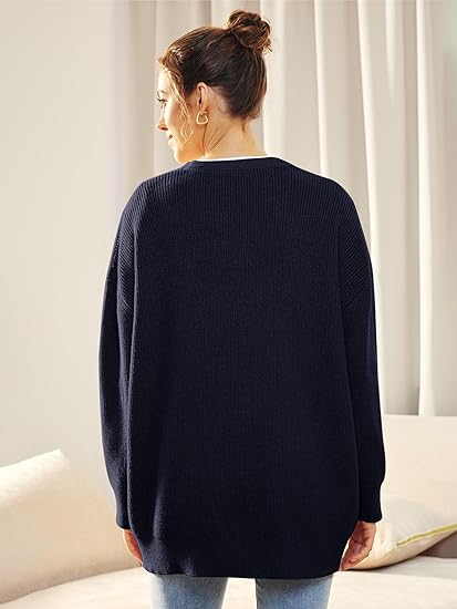 Cardigan oversize à col en V et fermeture à boutons